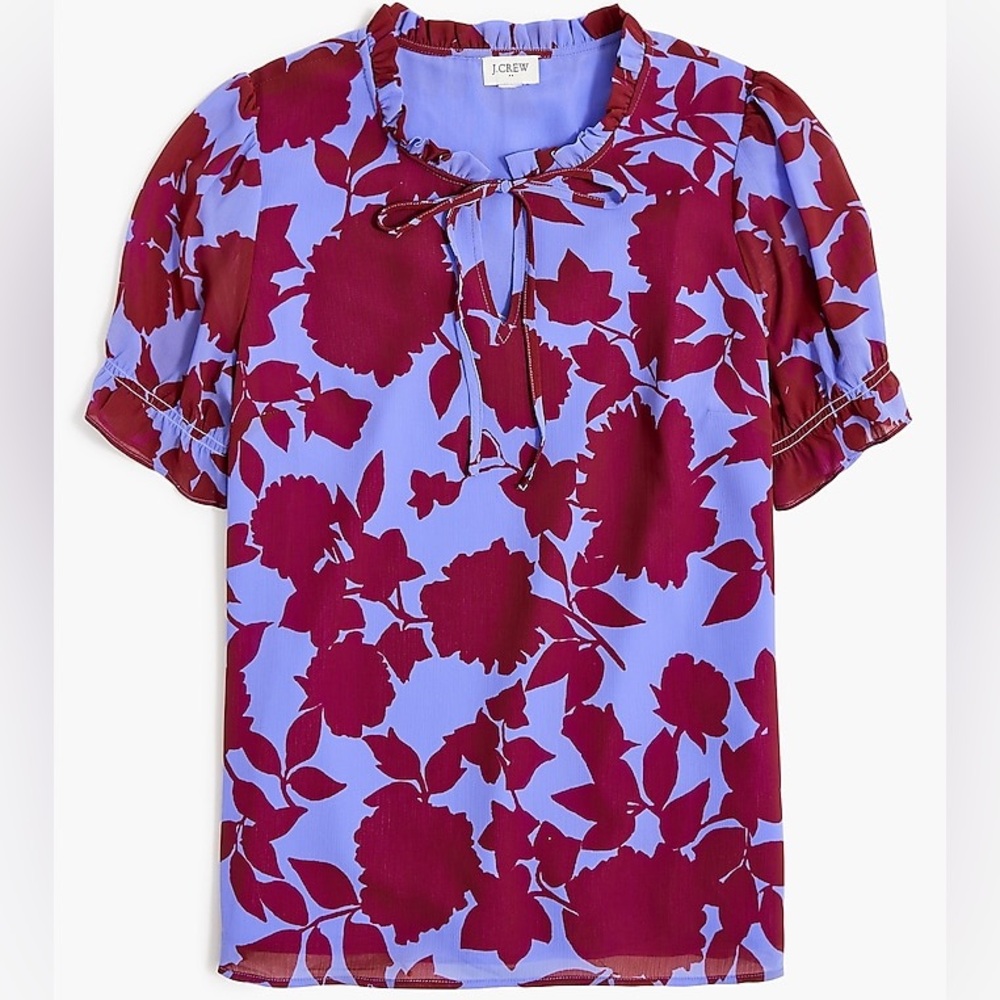 J.Crew Floral Blouse in Blue and Burgundy